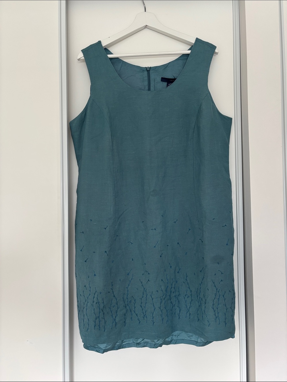 Venezia Teal Linen-Blend Dress-16